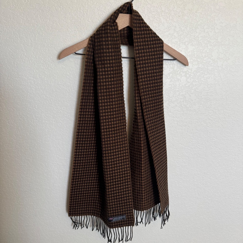 Old Money Aesthetic Quiet Luxury 100% Cashmere Scarf OS Brown